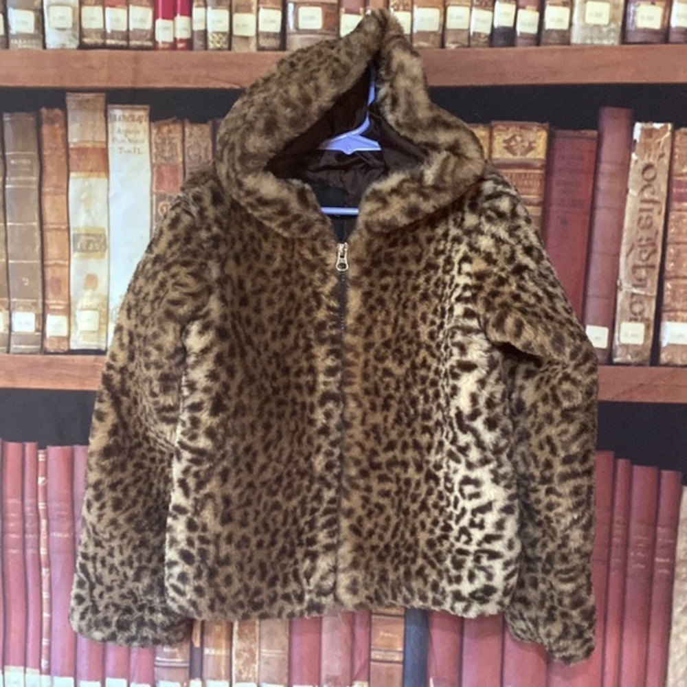 Me Jane Faux Fur Super Soft hooded coat‎ 5/6 Animal cheetah print